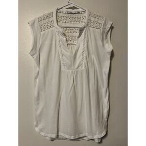 PrAna White Lace Yvonna Relaxed Fit Boho Top Womens Size Small Sleeveless